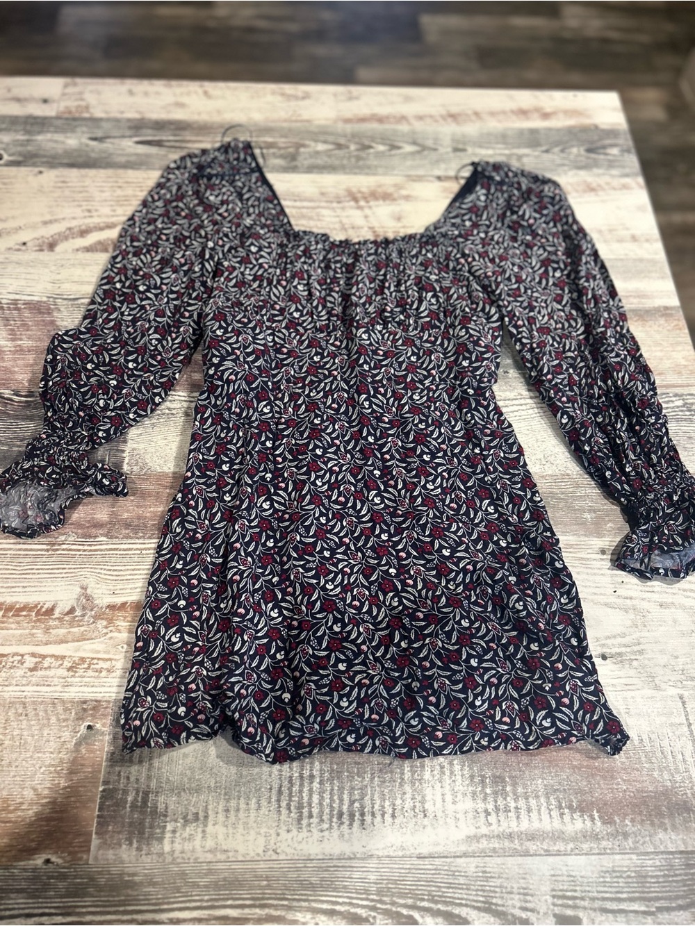 Floral long sleeve mini dress